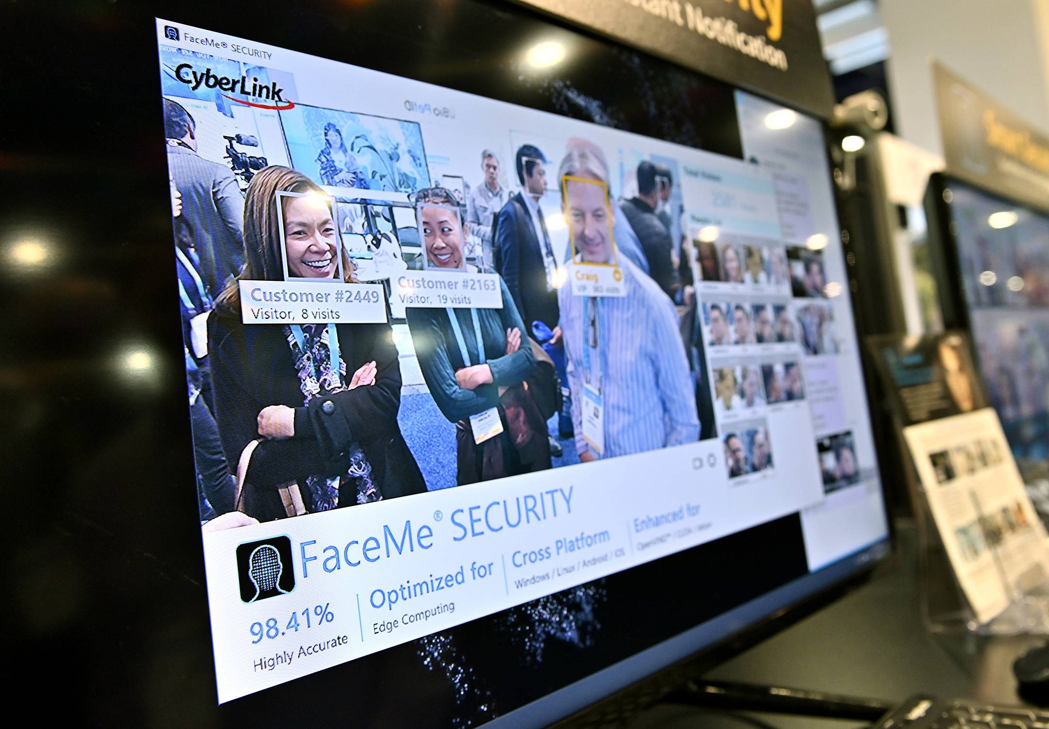 Attendees at CES 2020 have their images captured with facial recognition software