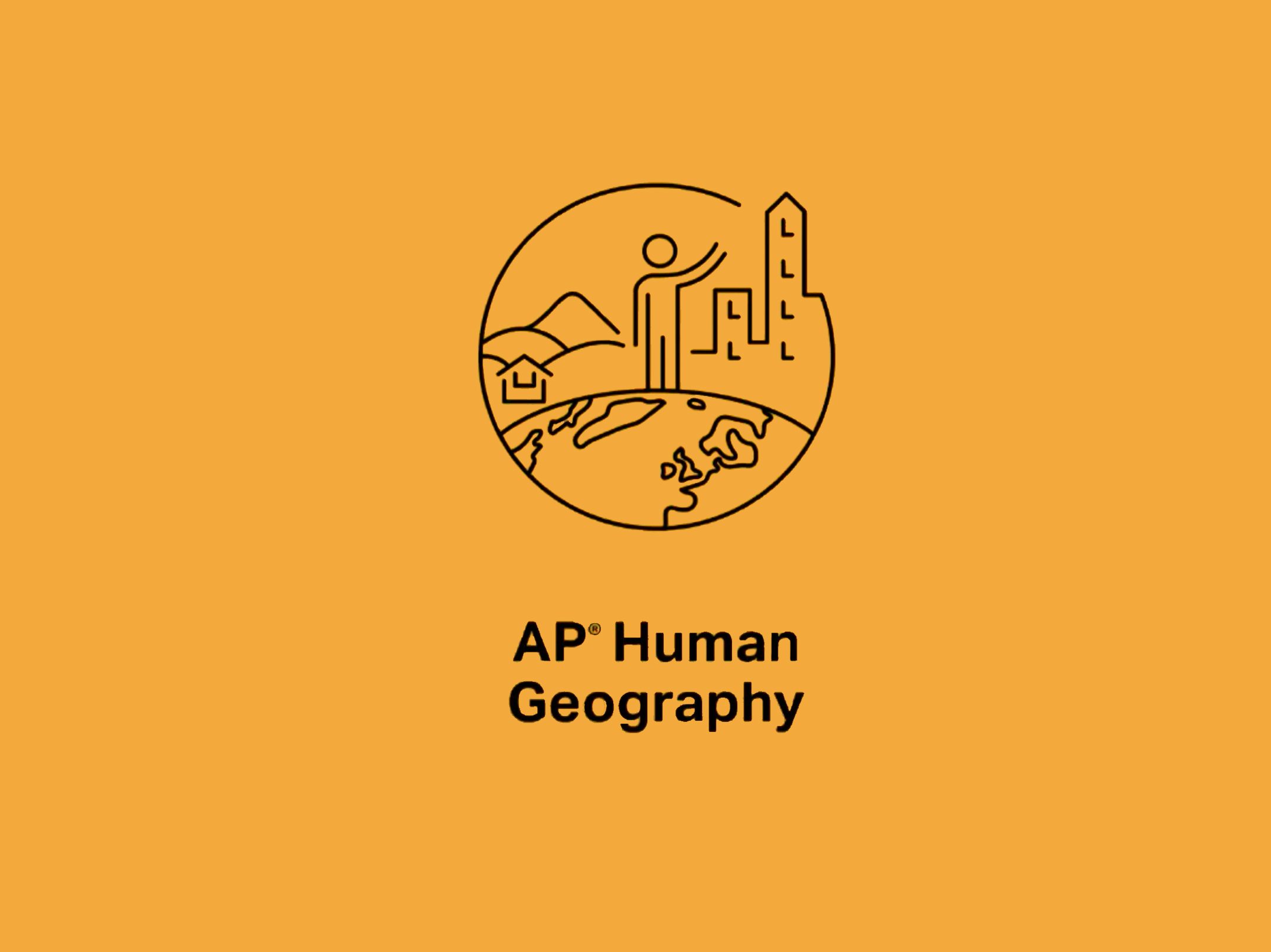 white icon representing ap human geography on a gold background