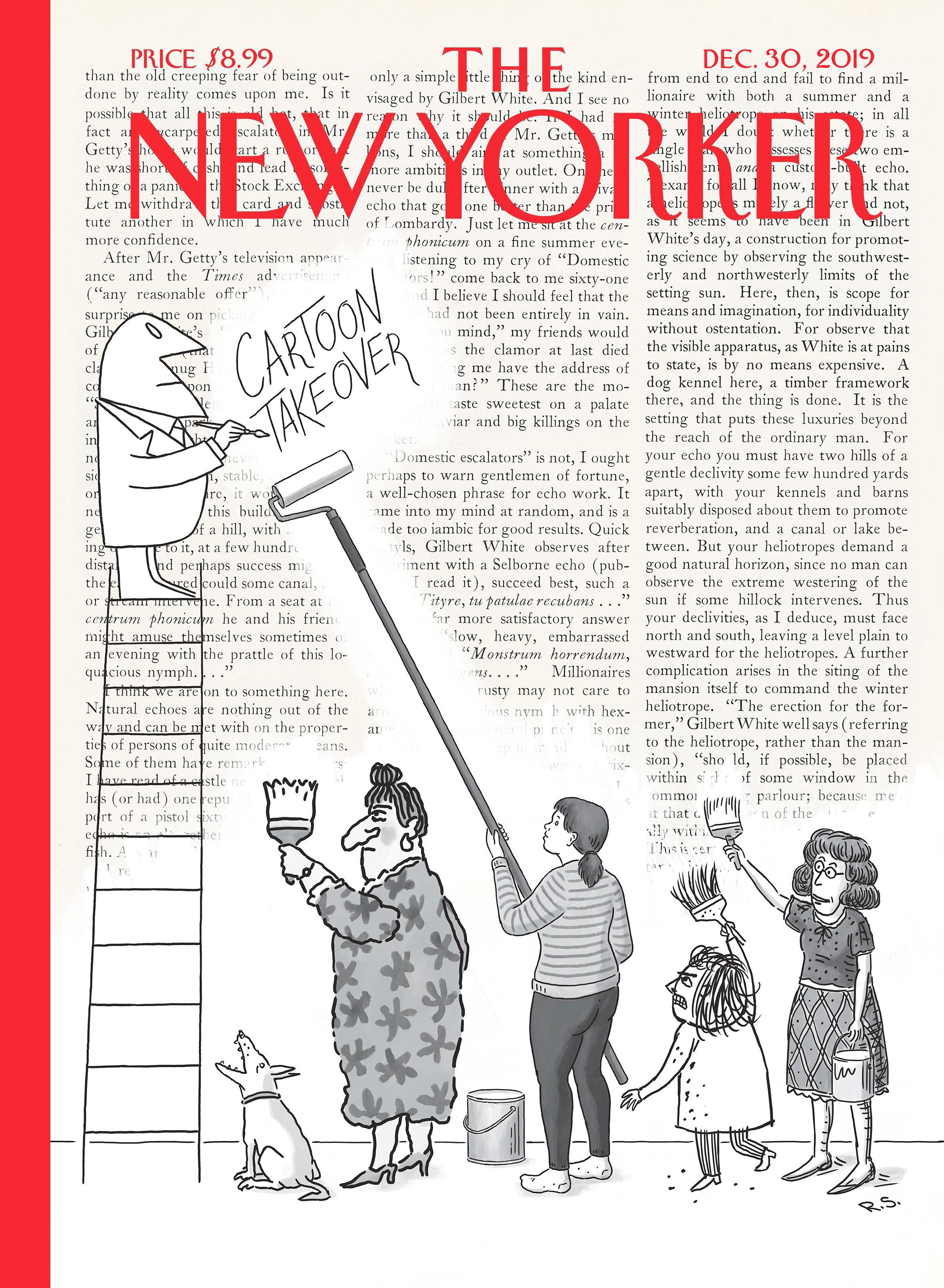 the cover of the december 30, 2019, issue of the new yorker, which was a special cartoon takeover issue of the magazine