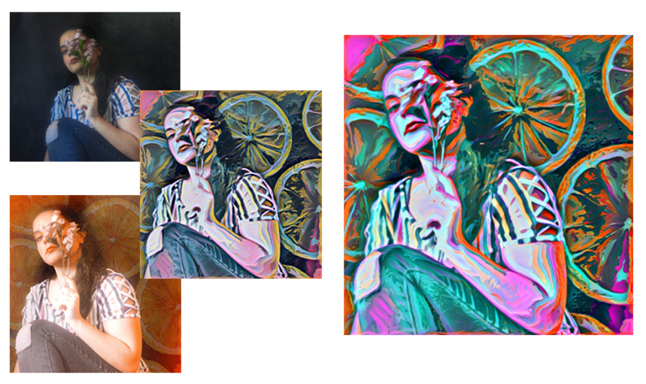 Three process images to the left of the previous image to show how it was created