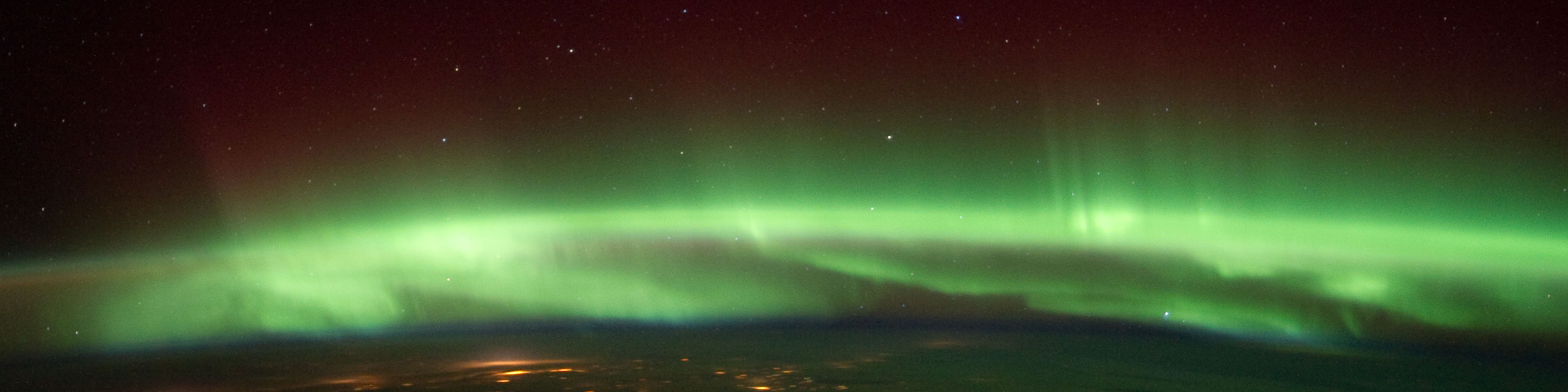The aurora borealis as seen from the International Space Station