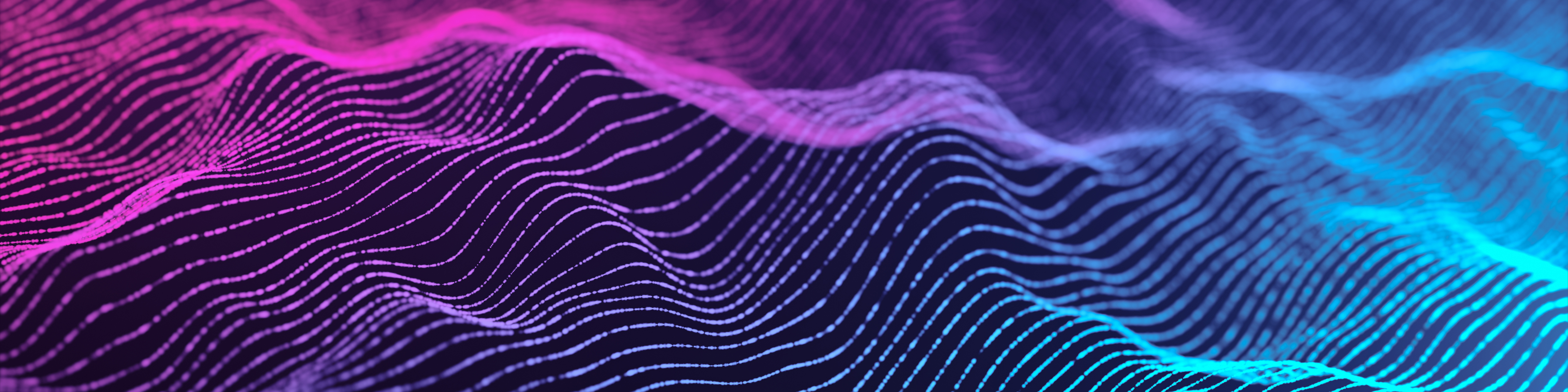 A depiction of sound waves shown in pinks, purples, and blues