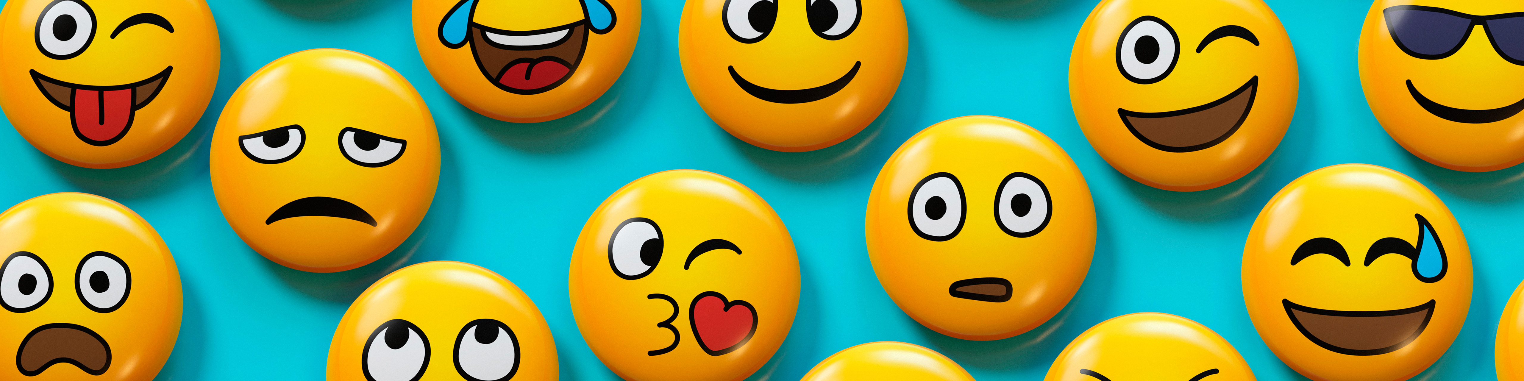 Emoji badges on blue background 