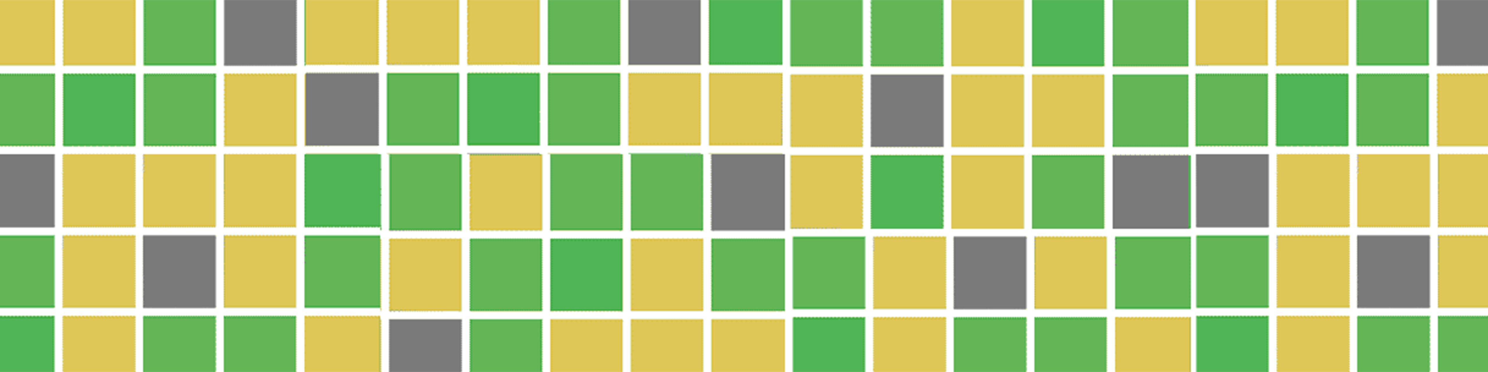 Grid of orange, green, and gray squares
