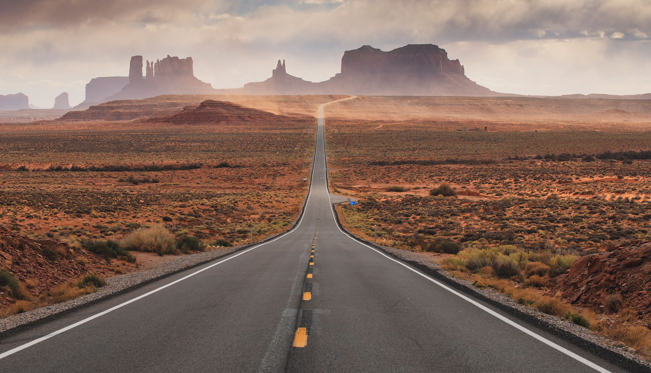 Open road in the middle of the American desert
