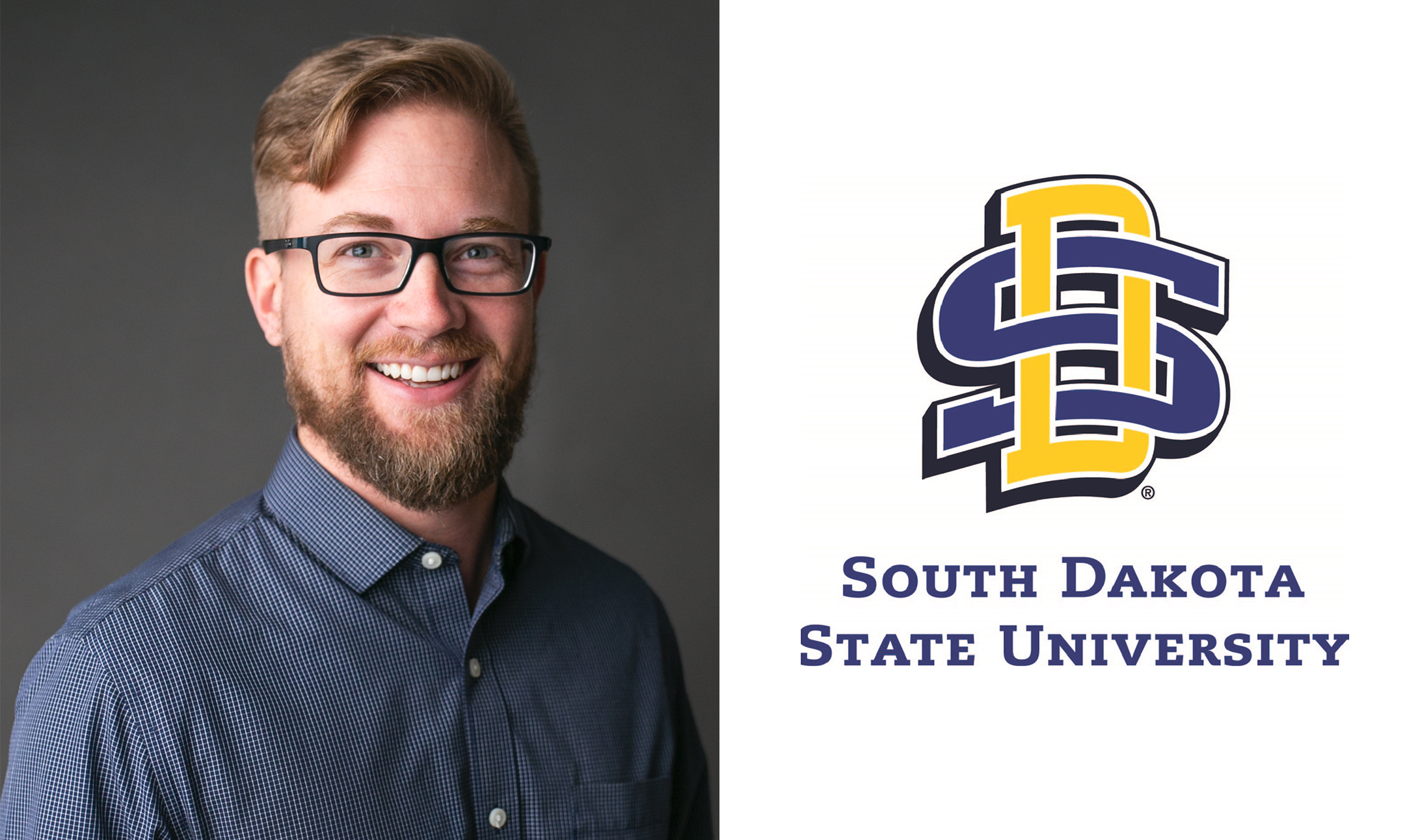 Headshot photo of Greg Heiberger on the left, logo for South Dakota State University College of Natural Sciences on the right