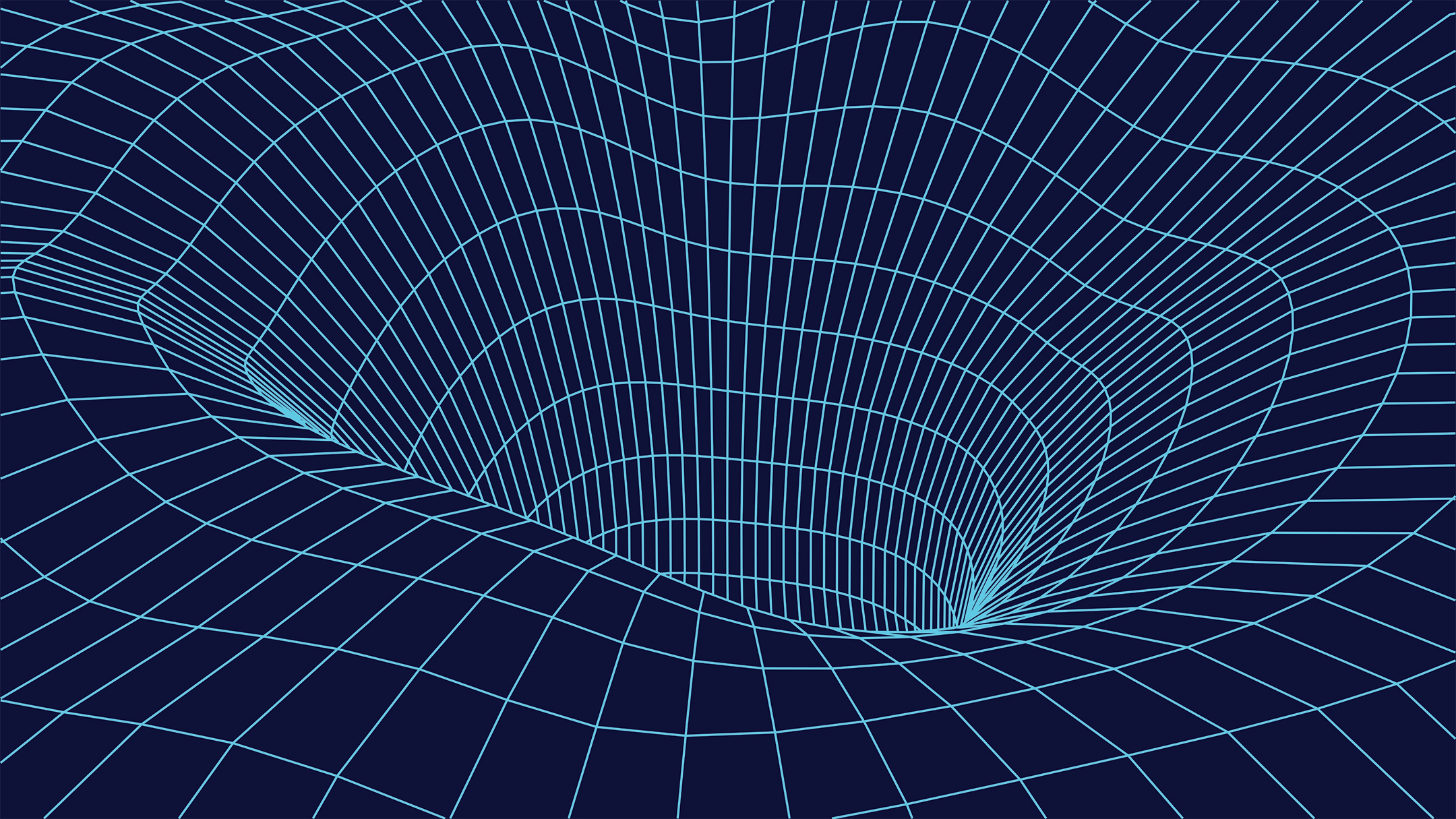 Technology wireframe tunnel on blue background