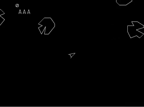 Black and white gif taken from the old arcade game Asteroids