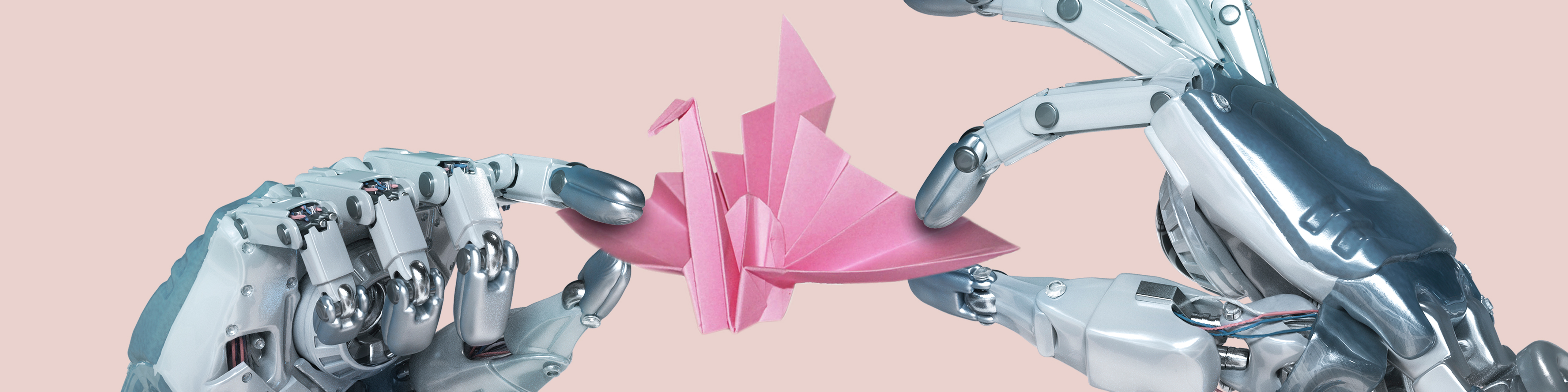 Robot hand making an origami paper crane