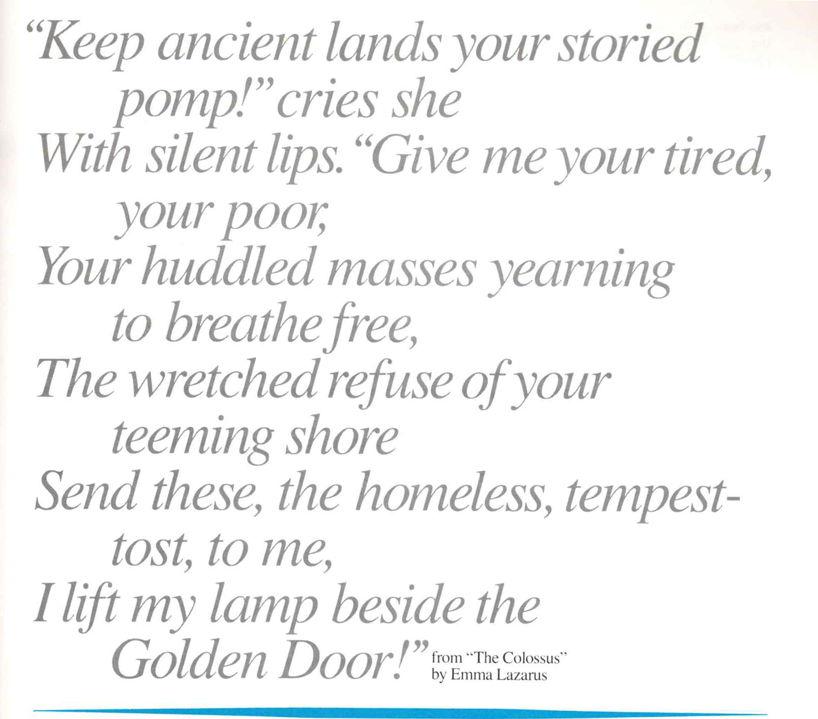 an excerpt from emma lazarus's poem the colossus 