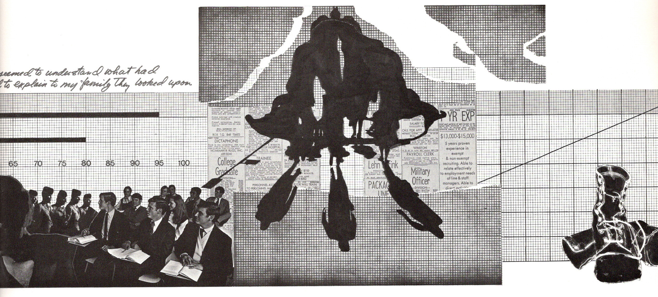 black and white montage of images of soldiers, dirty boots, and other war scenes